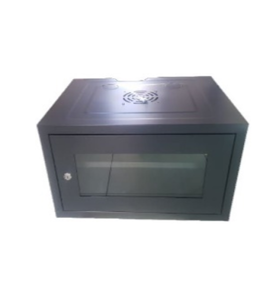 6U 530*400 BLACK  WALL MOUNTED  with shelf & FAN 